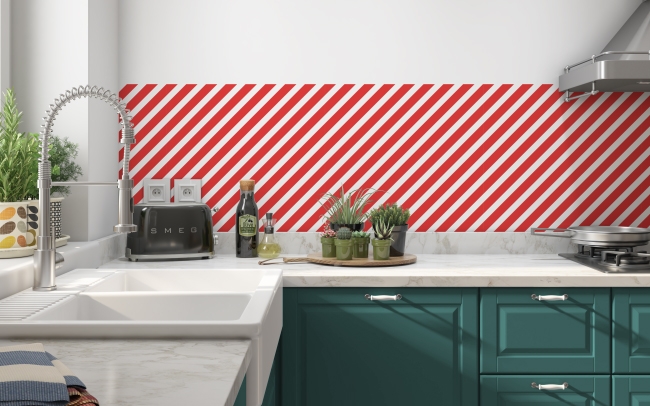 Küchenrückwand Red White Lines