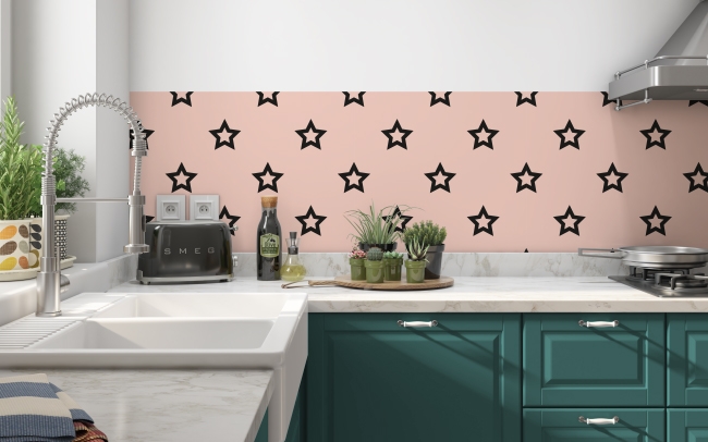 Küchenrückwand Rosa Schwarze Sterne