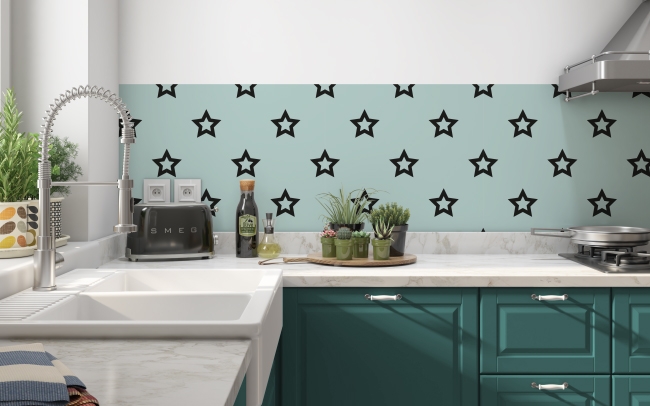Küchenrückwand Stahlblaue Sterne
