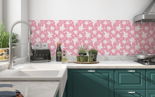Küchenrückwand Rosa Abstrakte Blüten