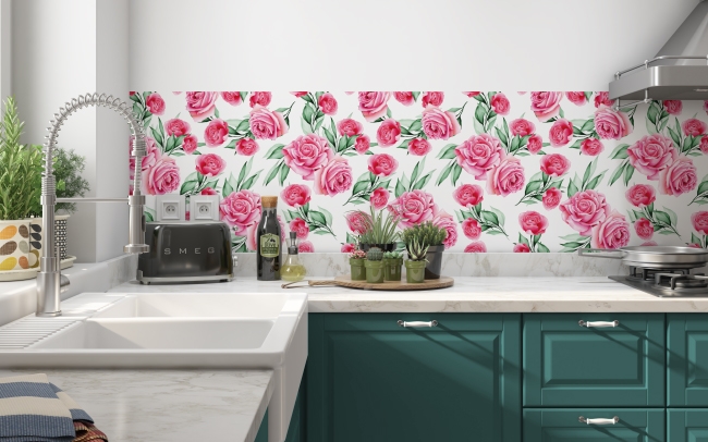 Küchenrückwand Rosa Aquarell Rosen