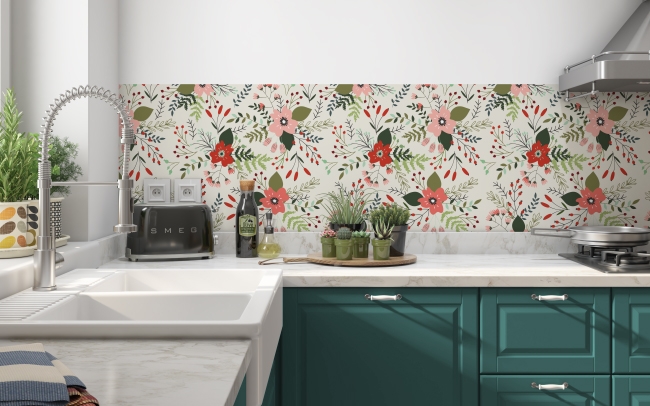 Küchenrückwand Blumenprint