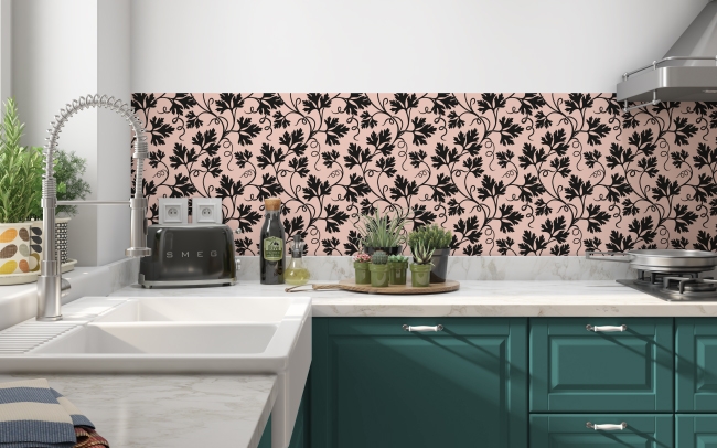 Küchenrückwand Rosa Schwarz Floral