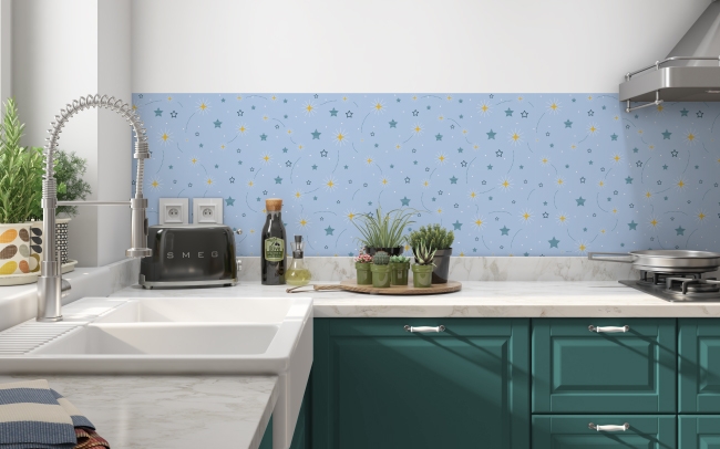 Küchenrückwand Pastellblaue Sterne