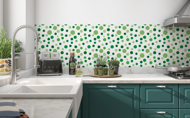 Küchenrückwand Green Polka Dot