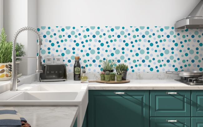 Küchenrückwand Blue Polka Dot