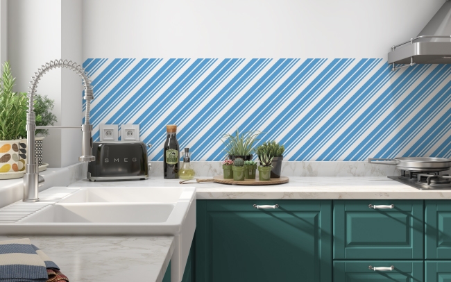 Küchenrückwand Blaue Diagonale Linien