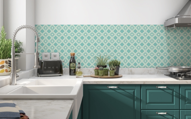 Küchenrückwand Blau Hexagon Motiv