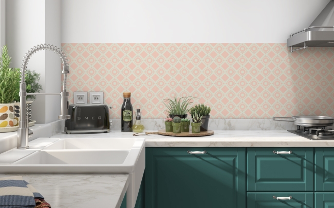 Küchenrückwand Rosa Hexagon Motiv