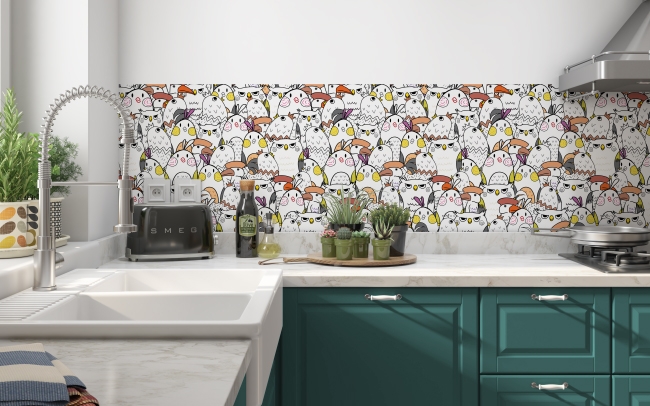 Küchenrückwand Cartoon Vögel