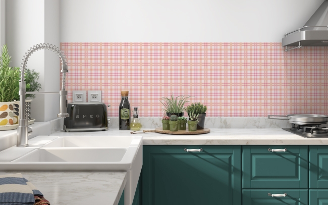 Küchenrückwand Pink Schottenmuster