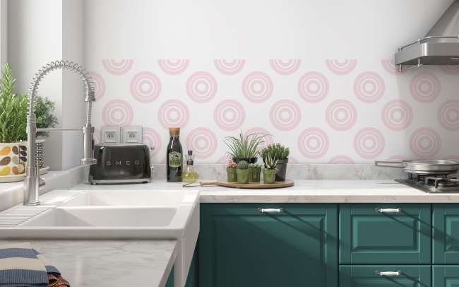 Küchenrückwand Vintage Rosa Kreise