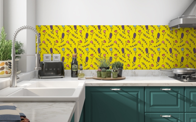 Küchenrückwand Gelb Blumen Vielfalt