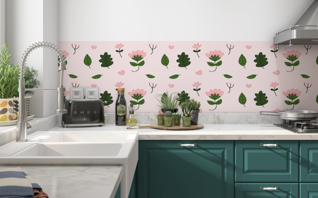 Küchenrückwand Rosa Wunderblumen