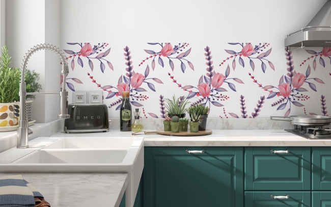 Küchenrückwand Aqua Blume