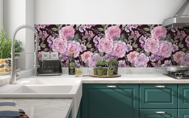 Küchenrückwand Rosen in Aquarell
