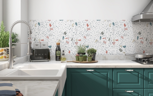 Küchenrückwand Muster in Terrazzo Stil
