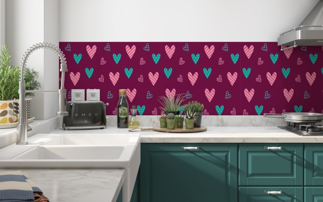 Küchenrückwand Heart Pattern