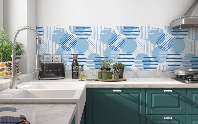 Küchenrückwand Blaue Kreis Linien