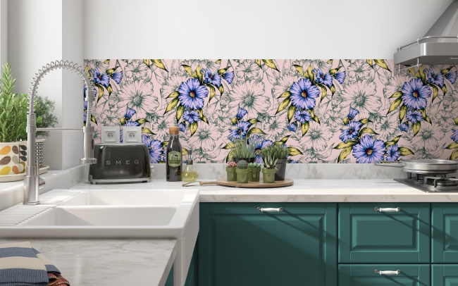 Küchenrückwand Vintage Blüten