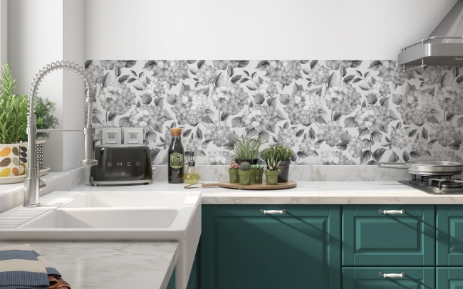 Küchenrückwand Dekorative Hortensien