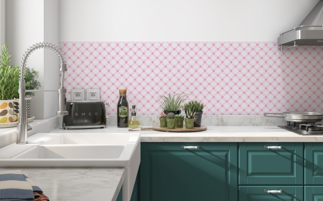 Küchenrückwand Pink Karo