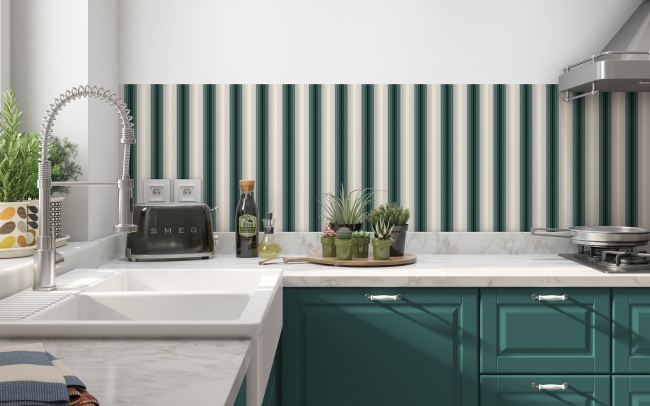 Küchenrückwand Grün Beige Linien