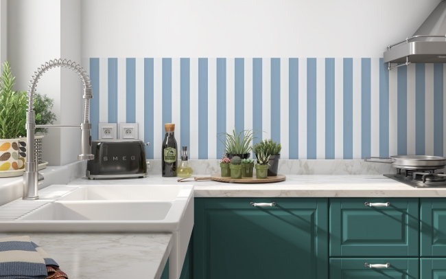 Küchenrückwand Blau Weiß Linien