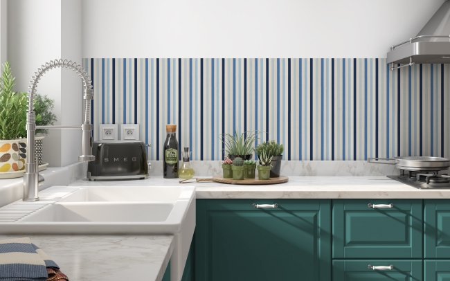 Küchenrückwand Blau Beige Streifen