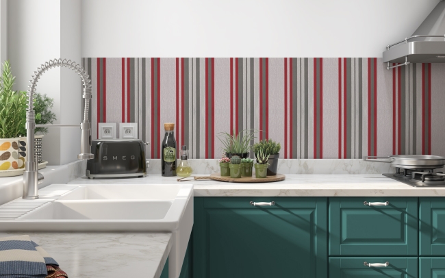 Küchenrückwand Rot Grau Retro Linien