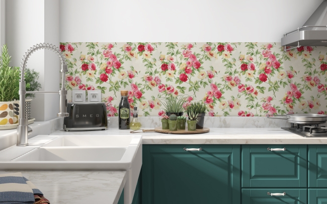 Küchenrückwand Vintage Rosenstrauß