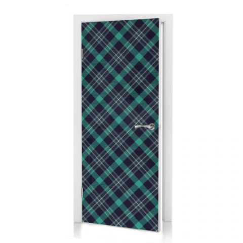 Türtapete Grün Tartan