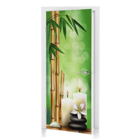 Türposter Bambus im Kerzenlicht