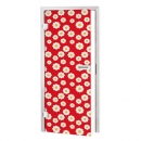 Glastür Folie Rot Gänseblümchen