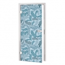 Glastür Folie Blaue Palmenblätter