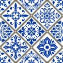 Küchenrückwand Blue White Patchwork